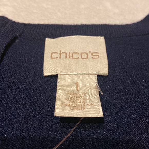 CHICO’S NWT Zip Back Mindy Pullover Sweater Long Sleeve Deep Navy Size 1 (M8) - Picture 7 of 10
